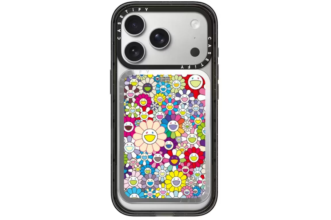 Takashi Murakami x CASETiFY: Flowers Bloom (Rainbow) Snappy Cardholder Stand Silver