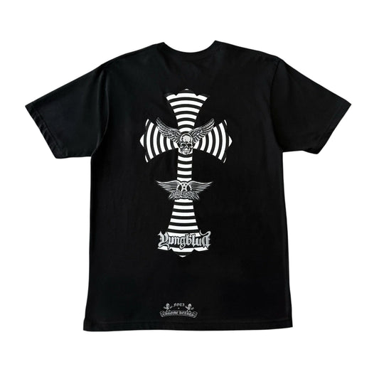 Maglietta a maniche corte Chrome Hearts x Foti x Yungblud Aerosmith, nera e bianca