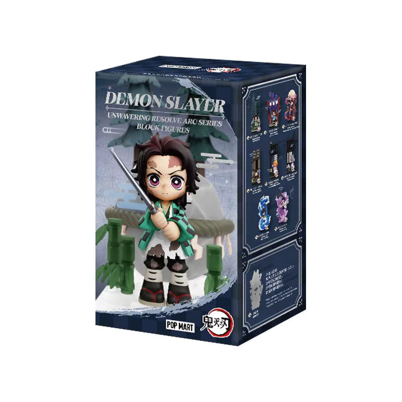 Pop Mart Original Demon Slayer Building Blocks Blind Box Figure Tanjirou Kochou Shinobu Mysterious Box Doll Custom Model Toys