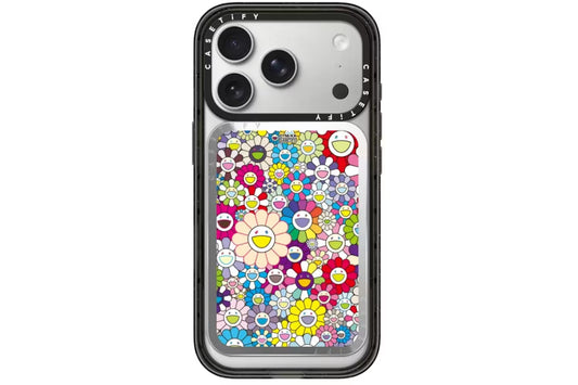 Takashi Murakami x CASETiFY: Flowers Bloom (Rainbow) Snappy Cardholder Stand Silver