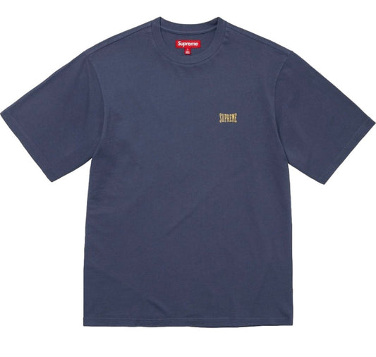 Supreme warm up washed short-sleeve top "navy"