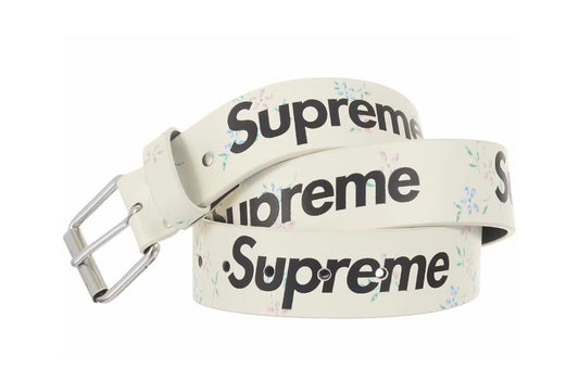 Supreme Repeat Leather Belt (FW25) White