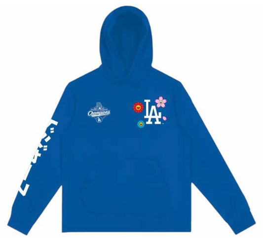 Felpa con cappuccio Takashi Murakami Fanatics x Los Angeles Dodgers World Series 2025 Champs blu