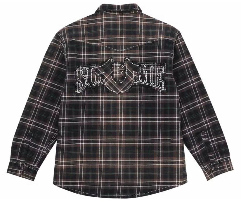 Camicia in flanella scozzese trapuntata foderata Supreme True Religion marrone